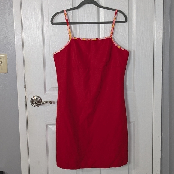 Retro Reversible Groovy Pink Floral and Red Mini Dress‎ -Size M/L - Picture 3 of 9